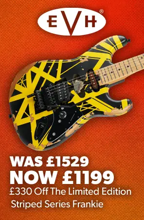 DealsFest 2026 - £330 off the EVH Frankie in Aged Black & Yellow, now £1199 - Andertons Music Co.