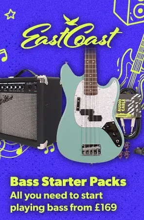 EastCoast bass guitar starter packs from £169 - Andertons Music Co. Back To School 2026