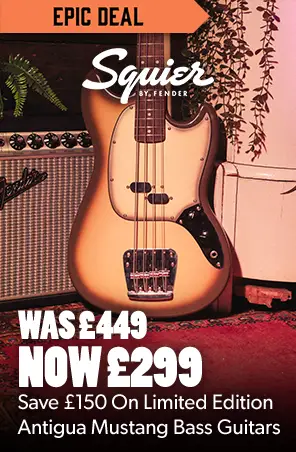 Save on Squier FSR Classic Vibe Mustang basses - Andertons Music Co.